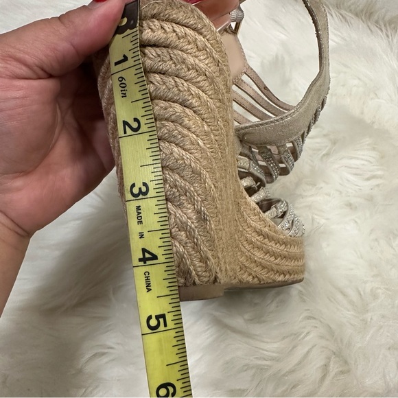 Steve Madden Garden Espadrille Platform Wedge Strappy Rhinestone Sandals Sz 8.5 - Picture 11 of 16